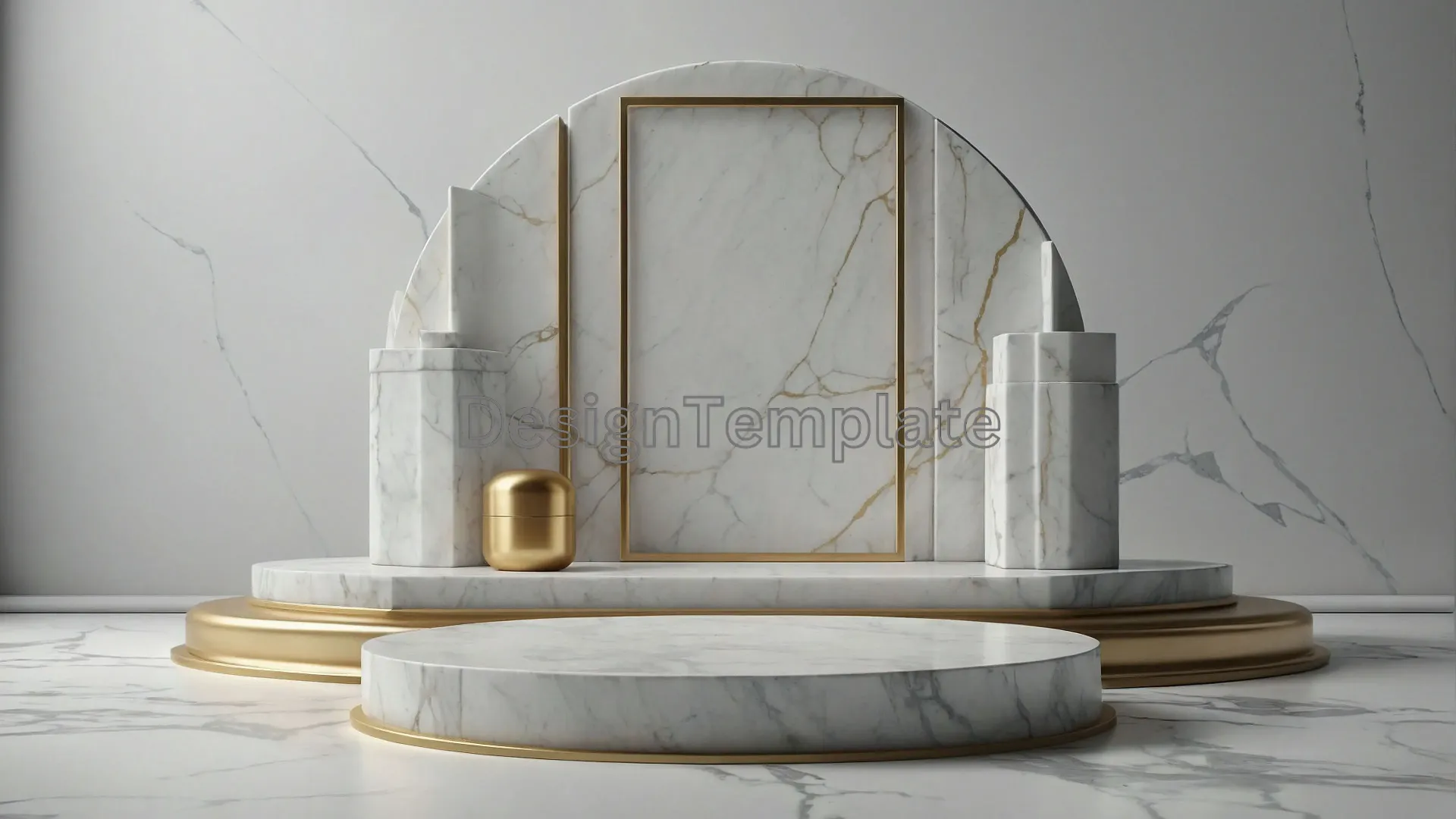 Elegant Mirror Frame with Gold Accents on Marble image
